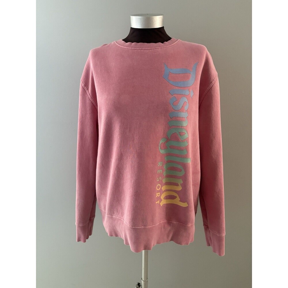 Disneyland Resort Spellout Sweatshirt Size M Pink Pullover Fleece Oversize Comfy